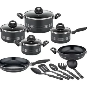 Inductie Kookset GSW MILANO NERO 15-delig Massief Aluminium Anti-aanbak Zwart Inductie Kookset GSW MILANO NERO 15-delig Massief Aluminium Anti-aanbak Zwart