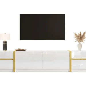 Hoogglans tv-meubel – 180 x 40 x 38 cm – met lades en deuren – moderne stijl – MDF – wit Hoogglans tv-meubel – 180 x 40 x 38 cm – met lades en deuren – moderne stijl – MDF – wit