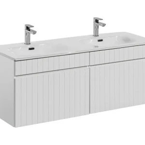 ICON witte set: onderkastmeubels 120cm + dubbele ingebouwde wastafel in wit keramiek ICON witte set: onderkastmeubels 120cm + dubbele ingebouwde wastafel in wit keramiek