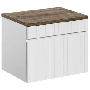ICON witte set: onderkast voor wastafel 80cm + bovenblad voor wastafel in donker houtlook ICON witte set: onderkast voor wastafel 80cm + bovenblad voor wastafel in donker houtlook