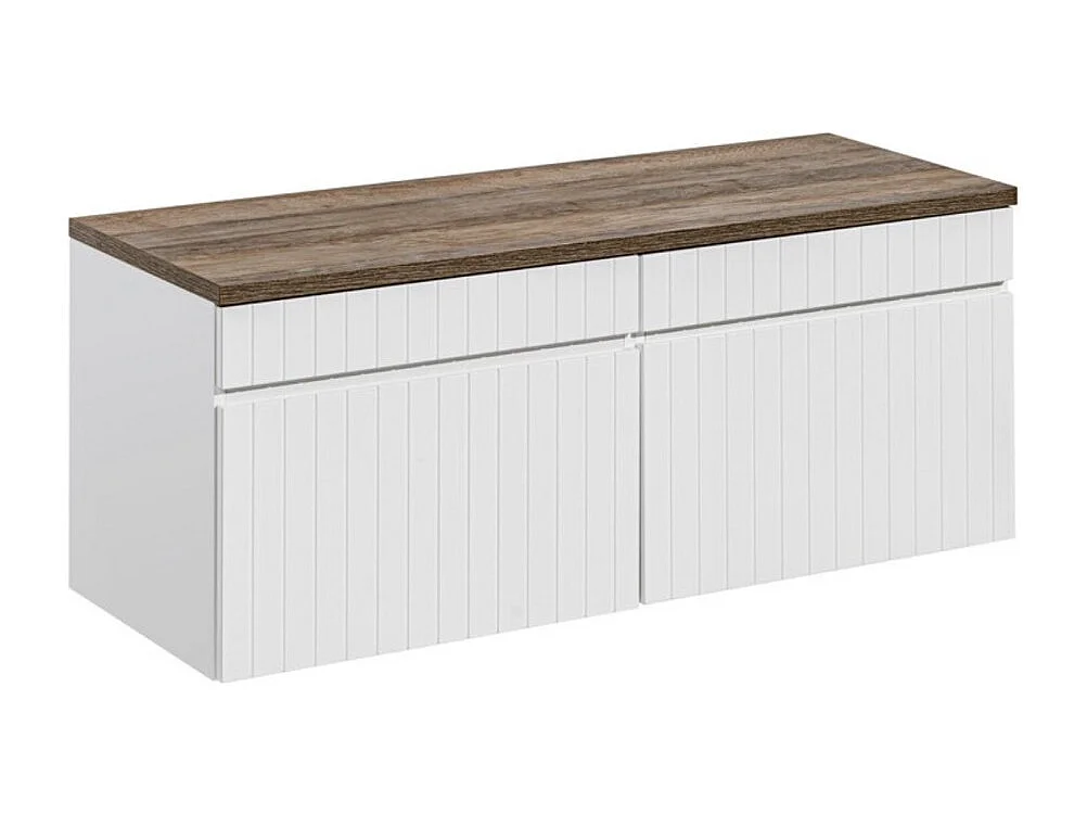 ICON witte set: onderkastmeubels 160cm + werkblad voor wastafel in donker houtlook