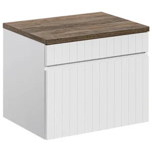 ICON witte set: onderkast 60cm + werkblad voor wastafel in donker houtlook ICON witte set: onderkast 60cm + werkblad voor wastafel in donker houtlook