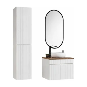 ICON witte set: onderkast 60cm + ronde witte opzetwastafel + verticale ovale LED spiegel + kolomkast ICON witte set: onderkast 60cm + ronde witte opzetwastafel + verticale ovale LED spiegel + kolomkast