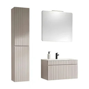 ICON set: onderkast 80cm + witte inbouwwastafel + spiegel + LED lamp + kolom ICON set: onderkast 80cm + witte inbouwwastafel + spiegel + LED lamp + kolom