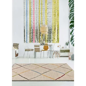 Hoogpolig tapijt – etnisch – wit – 190×280 cm – KASBAH Hoogpolig tapijt – etnisch – wit – 190×280 cm – KASBAH