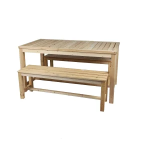 Tafel met 2 houten banken – Collectie NATURA – 150x80x77 cm – Natuurlijke en gezellige sfeer Tafel met 2 houten banken – Collectie NATURA – 150x80x77 cm – Natuurlijke en gezellige sfeer