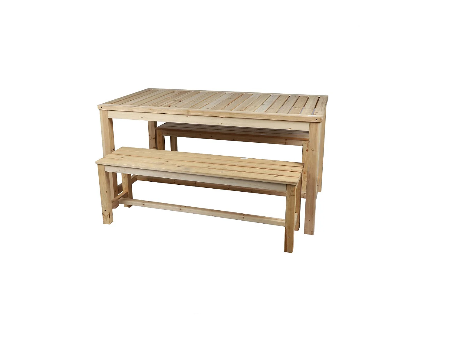 Tafel met 2 houten banken - Collectie NATURA - 150x80x77 cm - Natuurlijke en gezellige sfeer