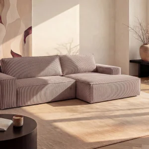 Hoekslaapbank AMELIA van PASCAL MORABITO – Ribfluweel – Roze – Hoek rechts – Koop online Hoekslaapbank AMELIA van PASCAL MORABITO – Ribfluweel – Roze – Hoek rechts – Koop online