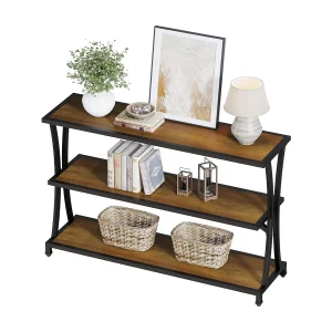 Industriële consoletafel met 3 niveaus, rustieke smalle haltafel met opbergplanken Industriële consoletafel met 3 niveaus, rustieke smalle haltafel met opbergplanken
