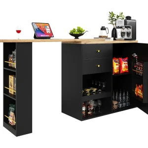 Modulair opbergmeubel 105x39x102 cm, draaibare zijkanten, 4 laden, open planken op 3 niveaus, zwart MDF Modulair opbergmeubel 105x39x102 cm, draaibare zijkanten, 4 laden, open planken op 3 niveaus, zwart MDF