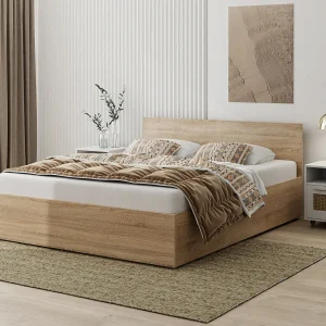 Houten bed met matras AVI 140×200 cm in Sonoma eiken kleur Houten bed met matras AVI 140×200 cm in Sonoma eiken kleur