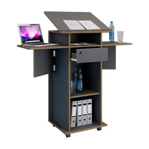 Houten staande bureauluidsprekerconsolerollen Salia Houten staande bureauluidsprekerconsolerollen Salia