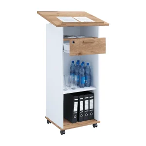 Houten staande bureauluidsprekerconsole rollen Melta Houten staande bureauluidsprekerconsole rollen Melta