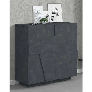 Dmora Schoenkast Joel 38x81x86h cm Leigrijs 3 Planken 16 Paar, Schoenenkast 2 Deuren Made in Italy