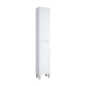 Dmora Hollywood Kolomkast 25x30x182 cm Wit Glanzend, 2 Verstelbare Planken, Draaideur