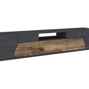 Dmora TV-meubel Jacopo 43x220x46h cm Grijs Acero 2 Planken, 1 Lade, 3 Vakken Made in Italy Dmora TV-meubel Jacopo 43x220x46h cm Grijs Acero 2 Planken, 1 Lade, 3 Vakken Made in Italy