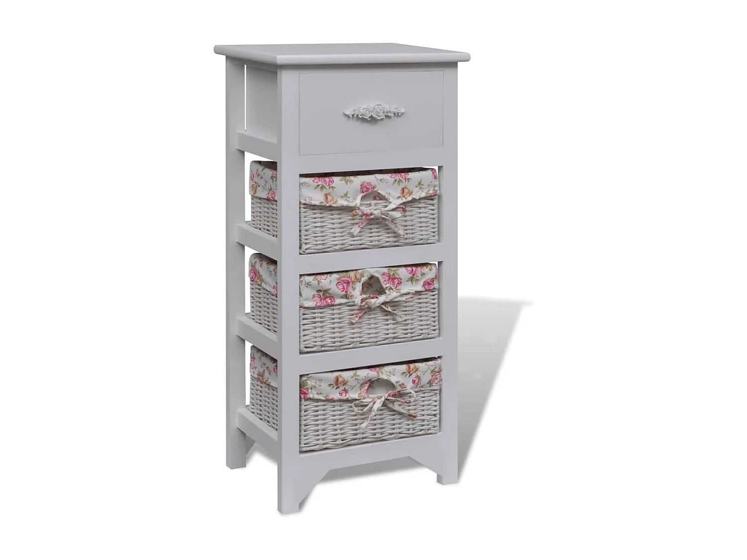 Kast met 1 lade en 3 manden paulowniahout wit