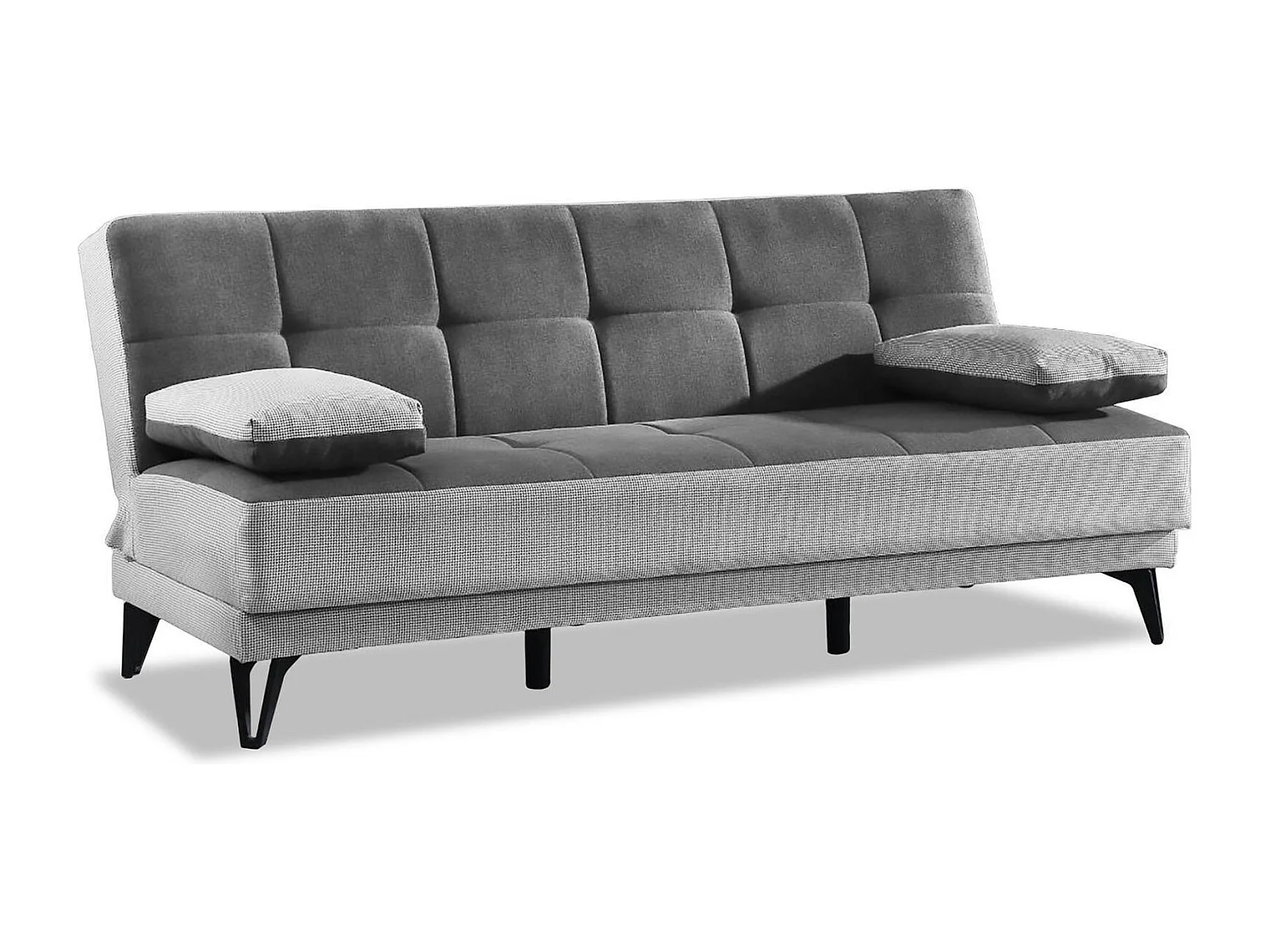 Dmora 3-zits Slaapbank Jordi 87x190 cm Zwart met Click-clack Mechanisme, Verstelbaar, 3 Zitplaatsen