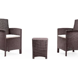 Dmora Tuinset Jupiter Bruin 2-Zits Waterdicht, Outdoor Loungeset incl. Tafeltje Gemaakt in Italië