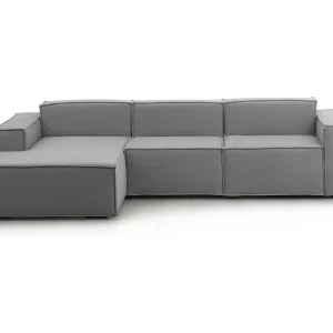 Talamo Italia Vaste Bank met Chaise Longue Jessica 170×300 cm Grijs Afneembaar Modulaire Oekotex Gecertificeerd, Wasbaar Made in Italy