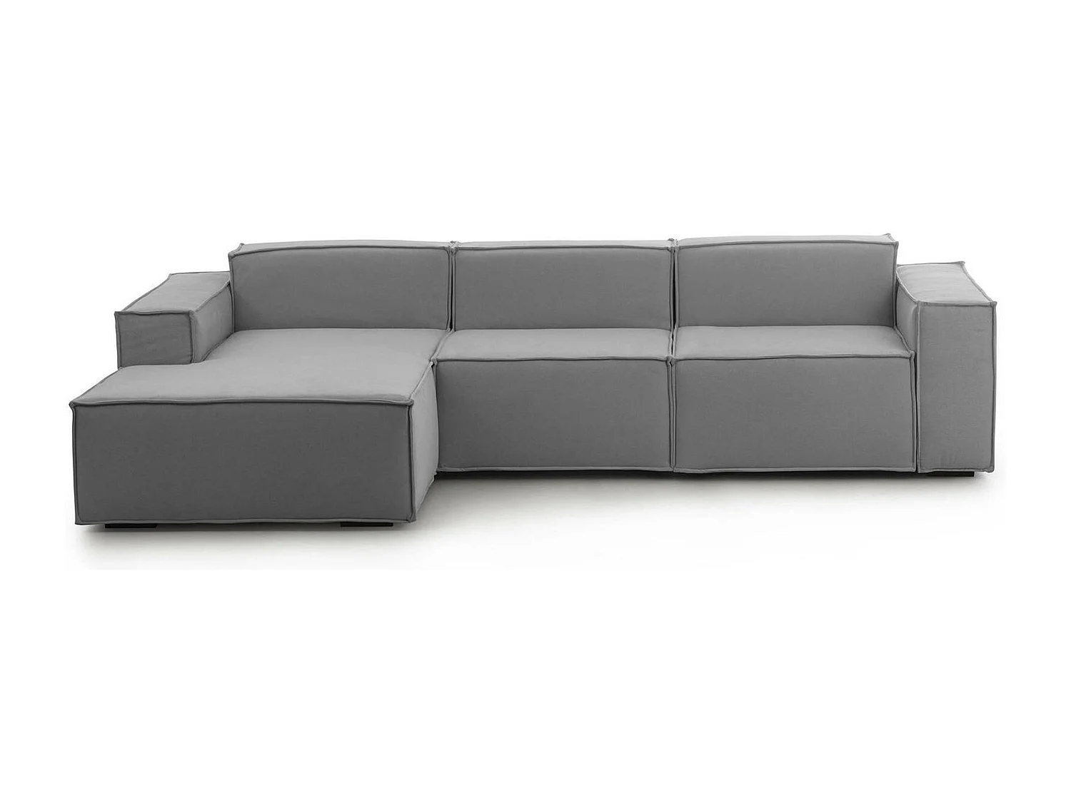 Talamo Italia Vaste Bank met Chaise Longue Jessica 170x300 cm Grijs Afneembaar Modulaire Oekotex Gecertificeerd, Wasbaar Made in Italy
