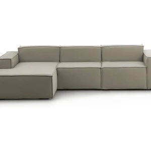 Talamo Italia Vaste Bank met Chaise Longue Jessica 170×300 cm Taupe Grijs Afneembaar Modulair Oekotex Gecertificeerd, Wasbaar Made in Italy