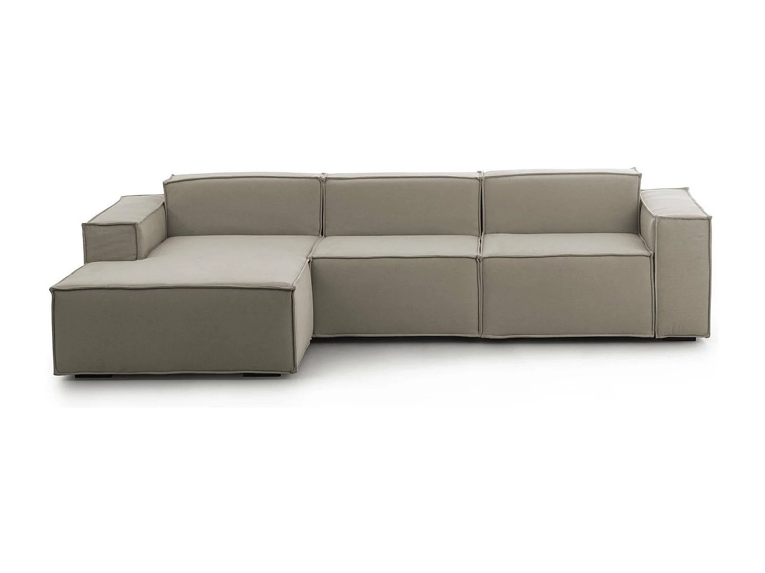 Talamo Italia Vaste Bank met Chaise Longue Jessica 170x300 cm Taupe Grijs Afneembaar Modulair Oekotex Gecertificeerd, Wasbaar Made in Italy