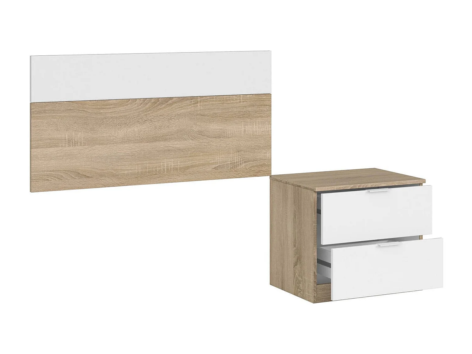 Dmora Hoofdbord Bed Honolulu 45x150 cm Eik Bruin, Enkel, Geperst Hout Structuur, Witte Structuur Kleur