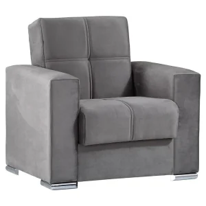 Dmora Fauteuil Jose Grijs, Armleuningen, Ondersteund Gewicht 80 kg, Zithoogte 45 cm