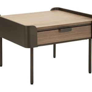 Icona salontafel, Lage salontafel, Tijdschriftenrek voor bank, Woonkamerplank, 60×60 h41 cm, Grijs en Bruin Icona salontafel, Lage salontafel, Tijdschriftenrek voor bank, Woonkamerplank, 60×60 h41 cm, Grijs en Bruin