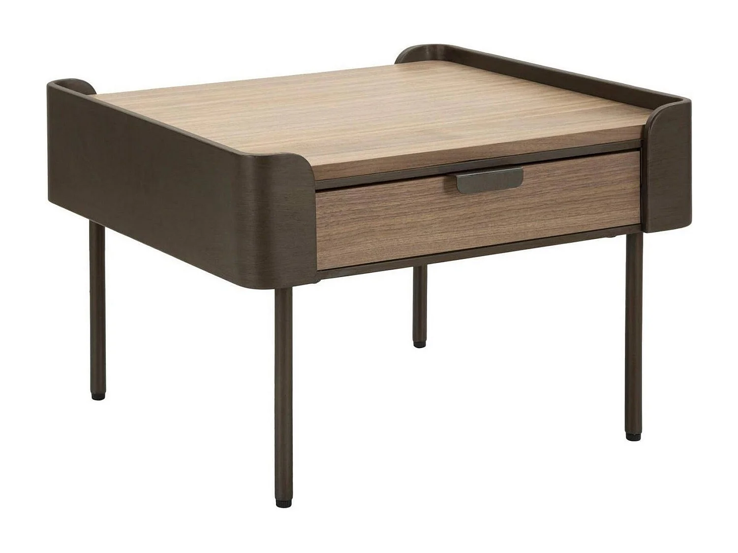 Icona salontafel, Lage salontafel, Tijdschriftenrek voor bank, Woonkamerplank, 60x60 h41 cm, Grijs en Bruin