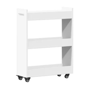 Kast met wieltjes 60x22x79 bewerkt hout wit Kast met wieltjes 60x22x79 bewerkt hout wit