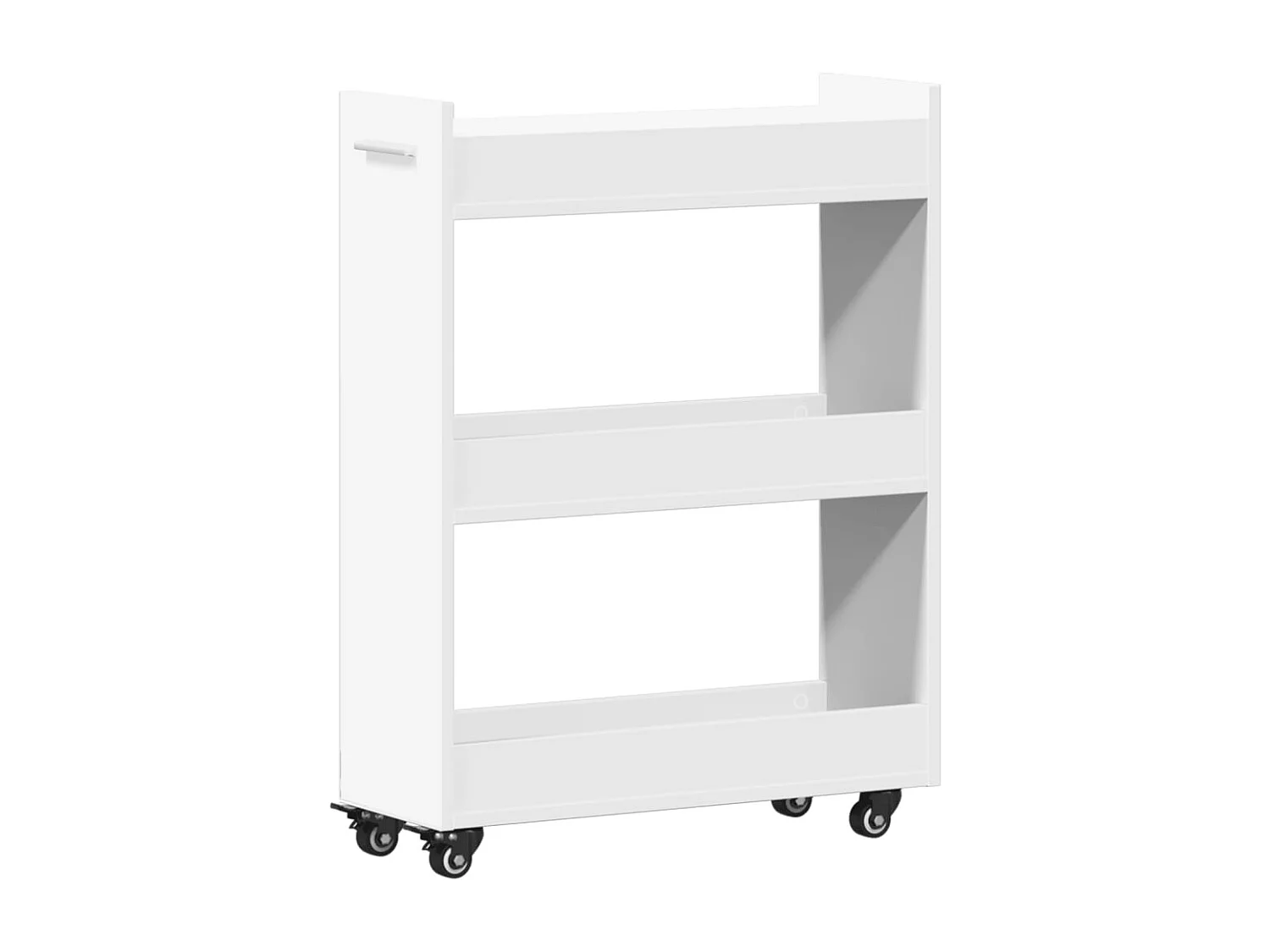 Kast met wieltjes 60x22x79 bewerkt hout wit
