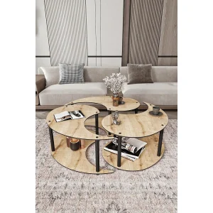 Houten salontafelset "Yin" 70 x 70 x 38 cm – Eik Houten salontafelset "Yin" 70 x 70 x 38 cm – Eik