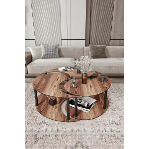 Houten salontafelset "Yin" 70 x 70 x 38 cm – Notelaar Houten salontafelset "Yin" 70 x 70 x 38 cm – Notelaar