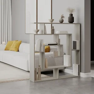 Moderne Houten Boekenkast "Labirent" – 125 x 22 x 129 cm – Grijs Moderne Houten Boekenkast "Labirent" – 125 x 22 x 129 cm – Grijs