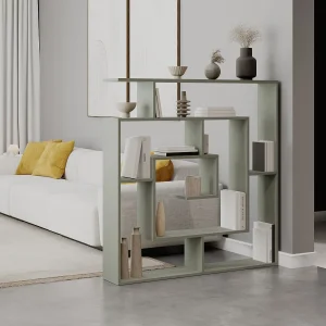 Moderne Groene Houten Boekenkast "Labirent" – 125 x 22 x 129 cm – 11 Planken Moderne Groene Houten Boekenkast "Labirent" – 125 x 22 x 129 cm – 11 Planken