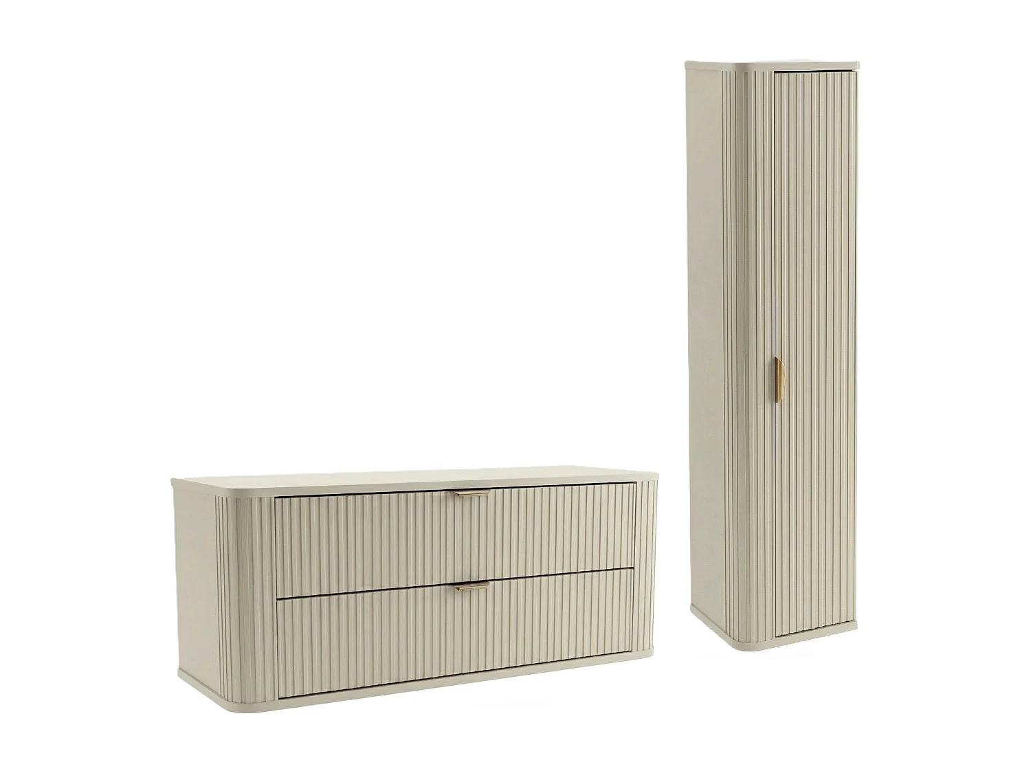 Kasjmier badkamerset 120 cm Kast met blad Kolom Geribbelde fronten Selvea