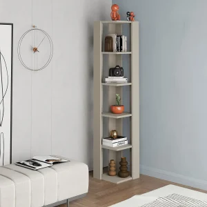 "Nati Houten Boekenkast – Elegant Design – 5 Planken – Grès Kleur – 32 x 32 x 161 cm"