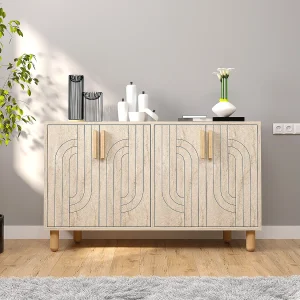 Moderne houten buffetkast "Rodney" – Travertijn afwerking – 120 x 30 x 74 cm Moderne houten buffetkast "Rodney" – Travertijn afwerking – 120 x 30 x 74 cm