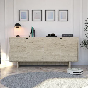 "Turan" Houten Buffet – Elegant Design – 180 x 40 x 81 cm – Travertijn Afwerking
