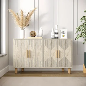 Moderne Houten Buffetkast "Roger" met Travertijn Afwerking – 120 x 30 x 74 cm Moderne Houten Buffetkast "Roger" met Travertijn Afwerking – 120 x 30 x 74 cm