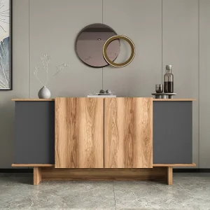 Moderne Houten Buffetkast "Diana" – Grijs – 180 x 40 x 81 cm – Wandmontage