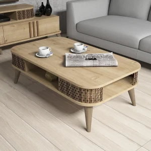 Houten salontafel "Eylul" – 105 x 60 x 34 cm – Bruin