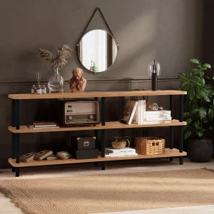 Moderne Industriële Houten Boekenkast "Zen" – 180 x 35 x 75 cm – Zwart en Bruin Moderne Industriële Houten Boekenkast "Zen" – 180 x 35 x 75 cm – Zwart en Bruin