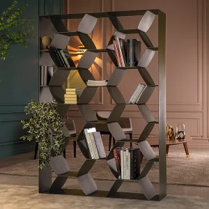 Honeybook boekenkast Bronzen Stenen Structuur 135 x 196 T6489S- Honeybook boekenkast stenen bronzen structuur Honeybook boekenkast Bronzen Stenen Structuur 135 x 196 T6489S- Honeybook boekenkast stenen bronzen structuur