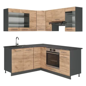 Hoekkeuken eik goud/antraciet 190x60x81.6 fame-line Hoekkeuken eik goud/antraciet 190x60x81.6 fame-line
