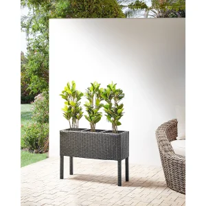 Verhoogde bloempot CARAGANA PE rotan 77 cm Zwart Verhoogde bloempot CARAGANA PE rotan 77 cm Zwart