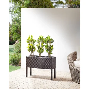 Verhoogde bloempot CARAGANA PE rotan 77 cm Donkerbruin Verhoogde bloempot CARAGANA PE rotan 77 cm Donkerbruin