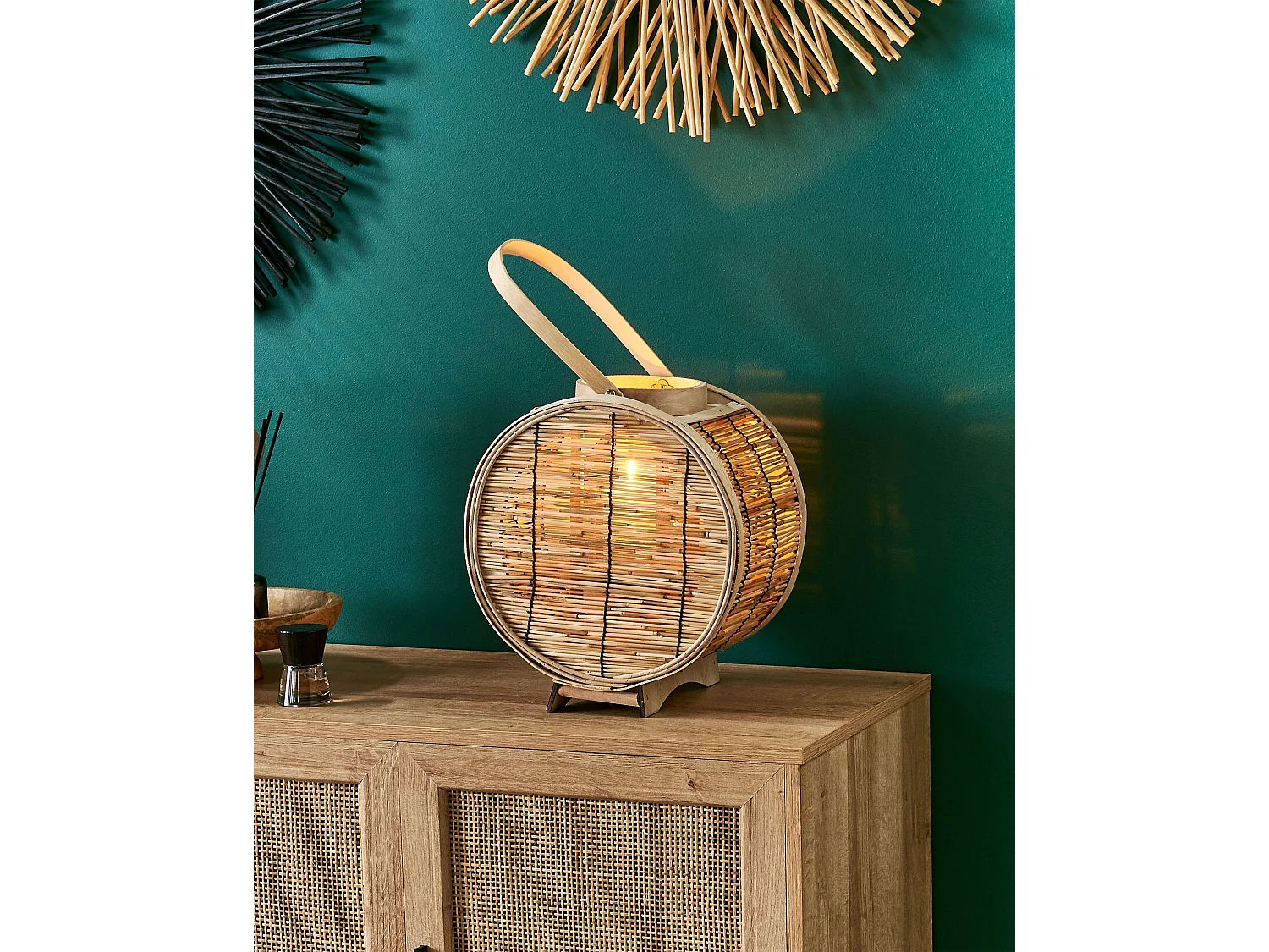 Lantaarn BISTAL Rotan 30 cm Natuurlijk